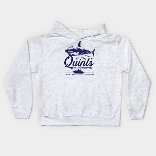 Quint's Shark Fishing Kids Hoodie by MindsparkCreative